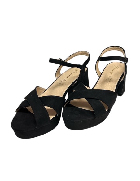 SANDALIA CRUZADA PLANTA PIEL NEGRO