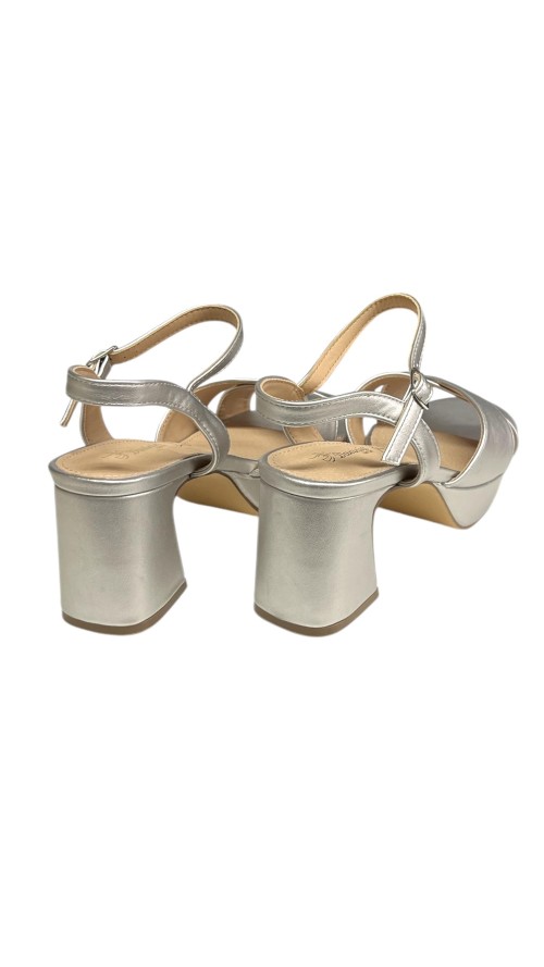 SANDALIA CRUZADA PLANTA PIEL PLATA