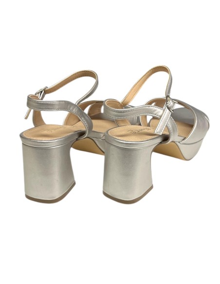 SANDALIA CRUZADA PLANTA PIEL PLATA