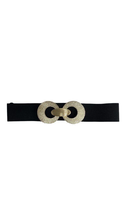 CINTURON ELASTICO DOS HEBILLAS NEGRO