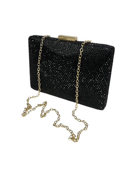 CARTERA PIEDRAS BRILLO NEGRO
