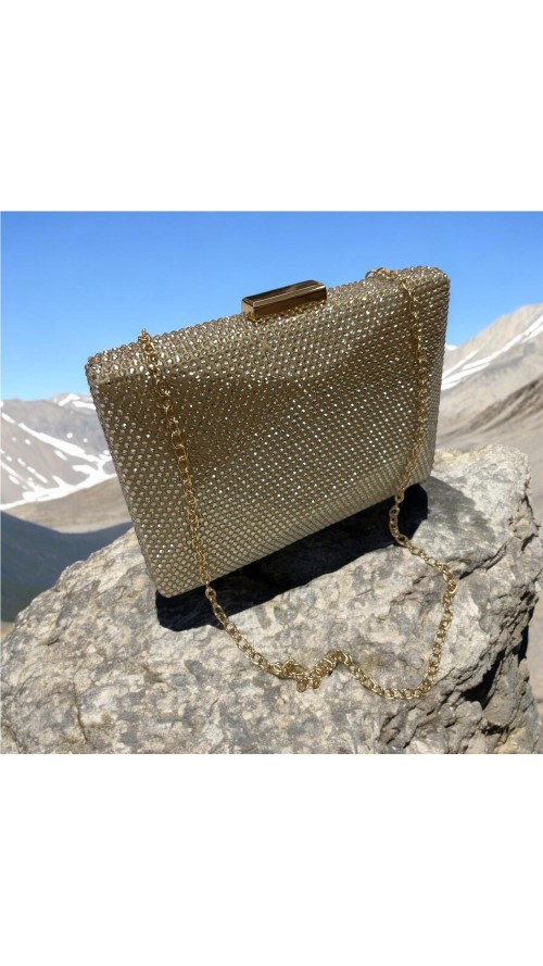 CARTERA PIEDRAS BRILLO ORO