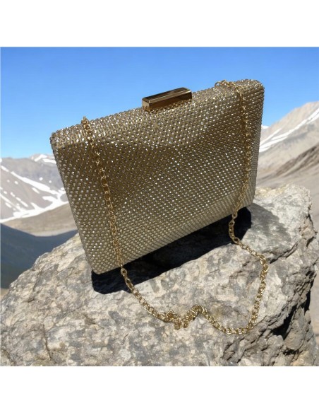 CARTERA PIEDRAS BRILLO ORO