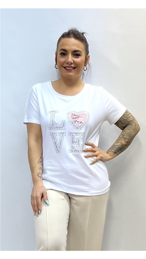 Camiseta LOVE PIEDRAS BLANCO