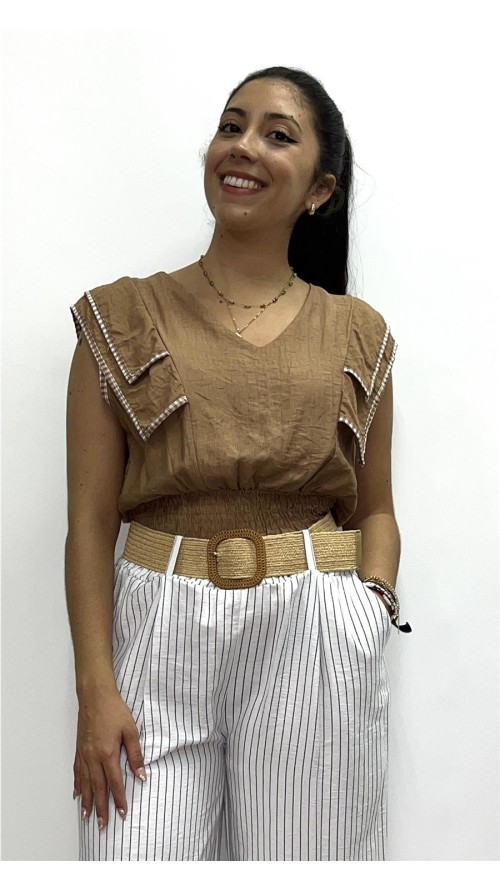 TOP LISO DAMA MARRON