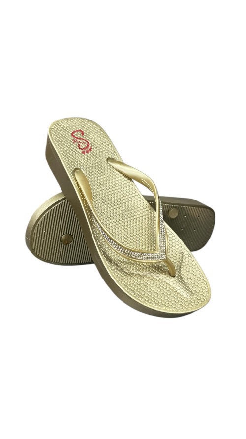 PLAYERA CUÑA TIRA CON BRILLO ORO