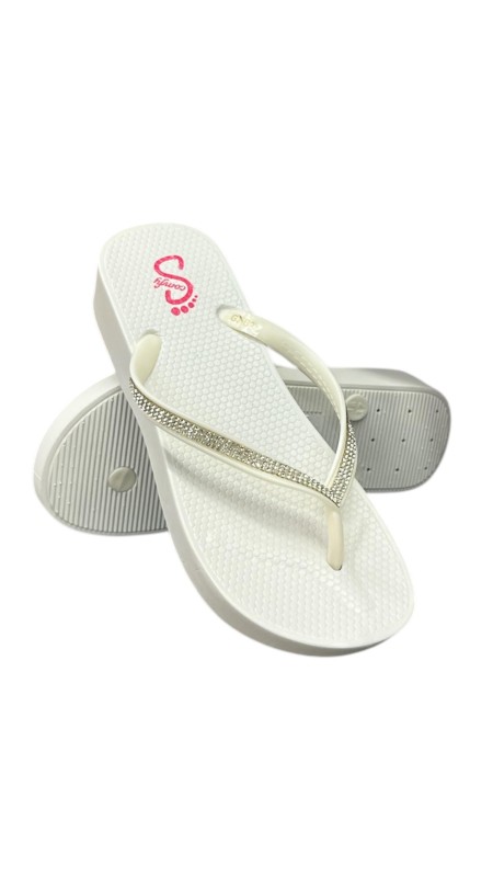 PLAYERA CUÑA TIRA CON BRILLO BLANCO