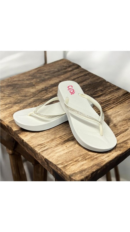 PLAYERA CUÑA TIRA CON BRILLO BLANCO 2