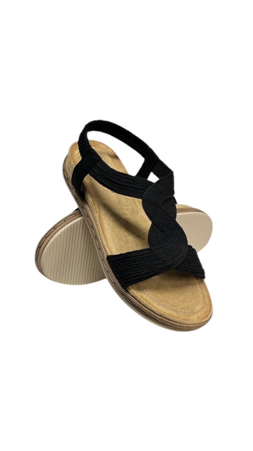 SANDALIA PLANA ELASTICA NEGRO