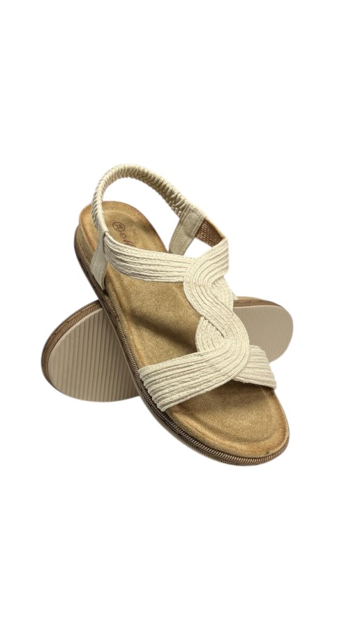 SANDALIA PLANA ELASTICA BEIG