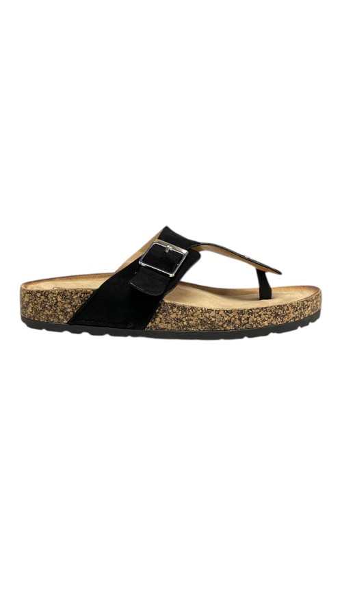 SANDALIA PLANA TIRA CENTRAL NEGRO