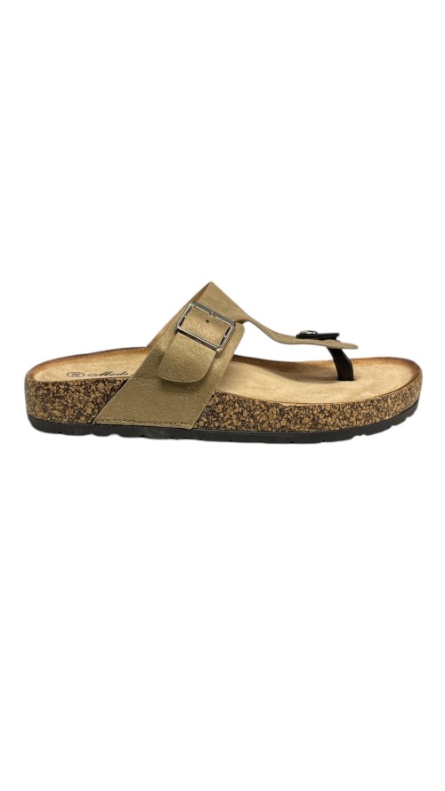 SANDALIA PLANA TIRA CENTRAL CAMEL