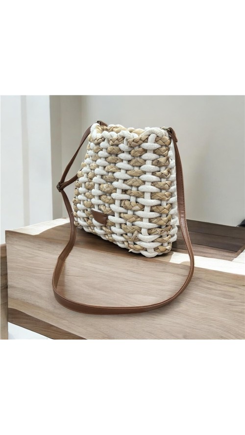 BOLSO ANUDADO COMBINADO BEIG