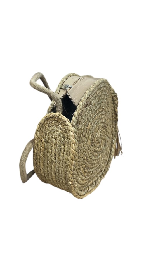 BOLSO RAFIA REDONDO CAMEL