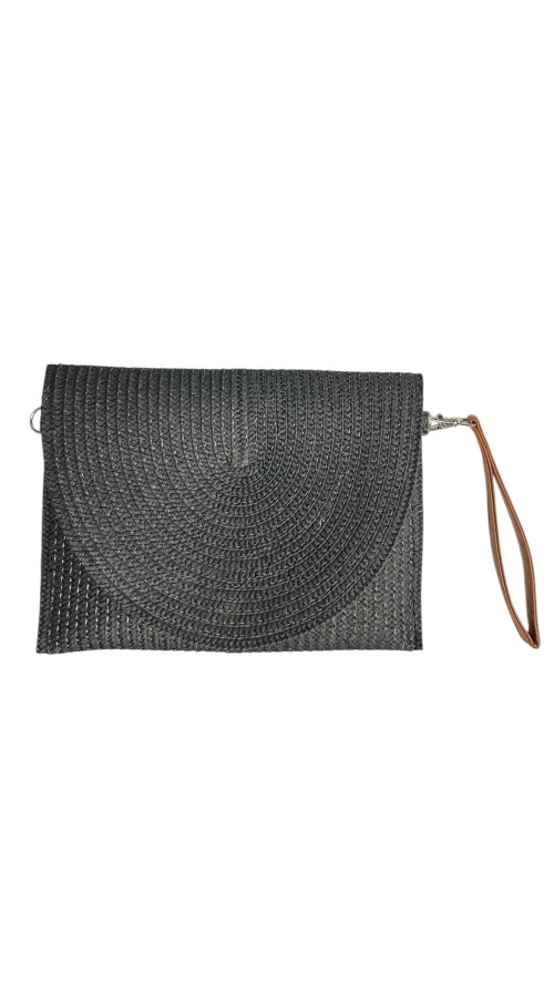 CARTERA RAFIA LISA NEGRO
