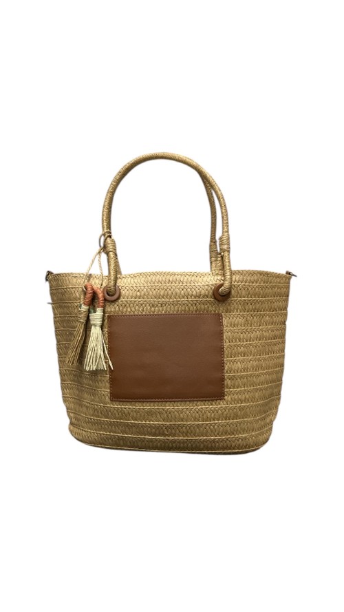 BOLSO PARCHE CUERO CAMEL