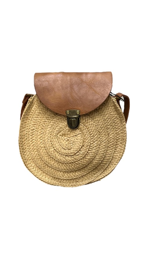 BOLSO REDONDO SOLAPA NAPA CAMEL