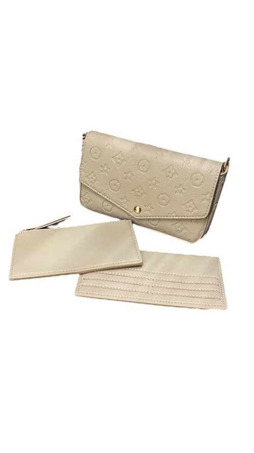 BOLSO CON CARTERA Y BILLETERA BEIG