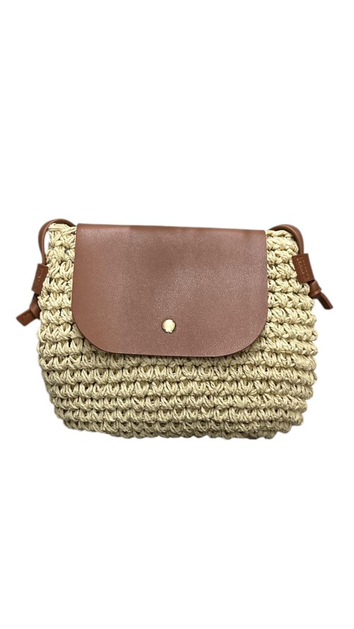 BOLSO RAFIA PEQUEÑO SOLAPA CAMEL