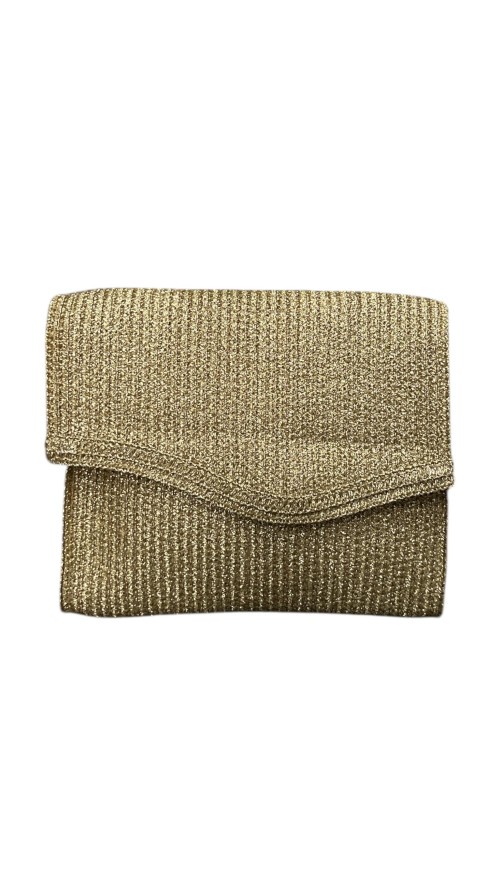 BOLSO RAFIA SOLAPA ONDULACION ORO