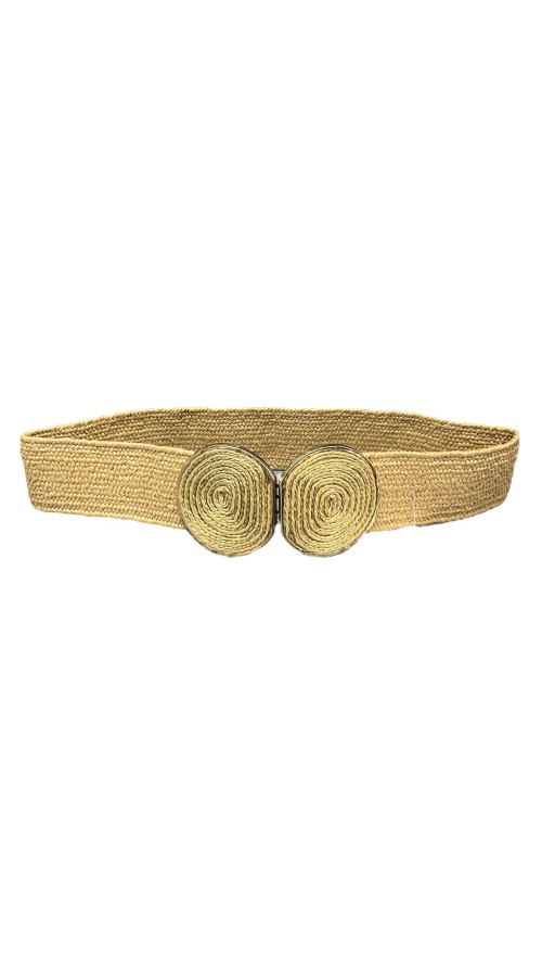 CINTURON RAFIA DOBLE HEBILLA CAMEL