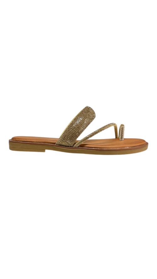 SANDALIA PLANA BRILLO ORO