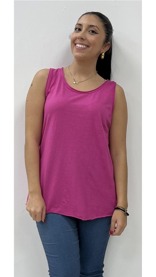 CAMISETA TIRANTA ALGODON FUXIA