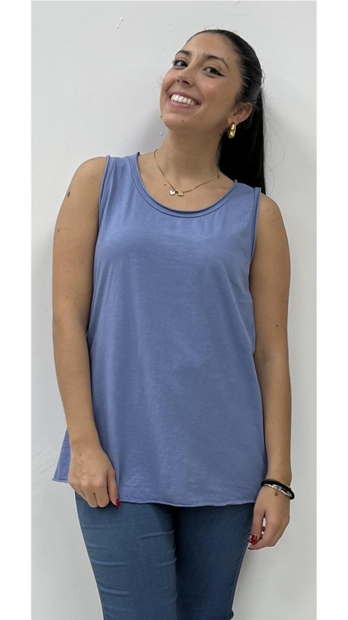 CAMISETA TIRANTA ALGODON AZUL