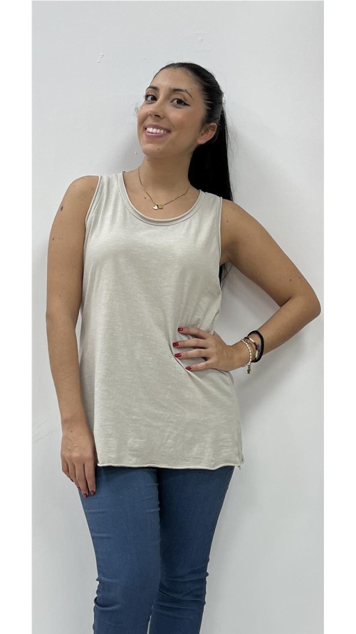 CAMISETA TIRANTA ALGODON BEIG
