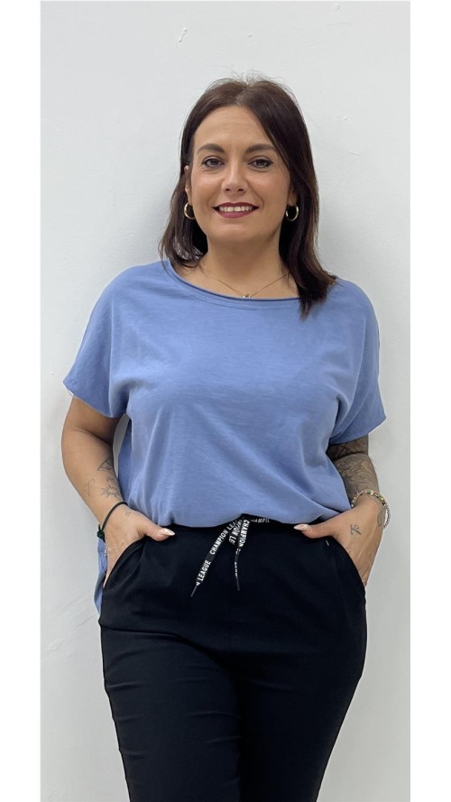 CAMISETA ALGODON BASICA AZUL