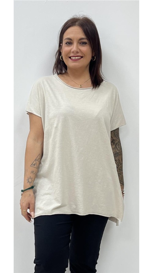 CAMISETA ALGODON BASICA BEIG