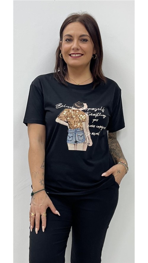 CAMISETA MUJER NEGRO
