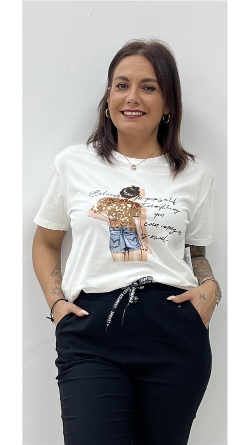CAMISETA MUJER BLANCO
