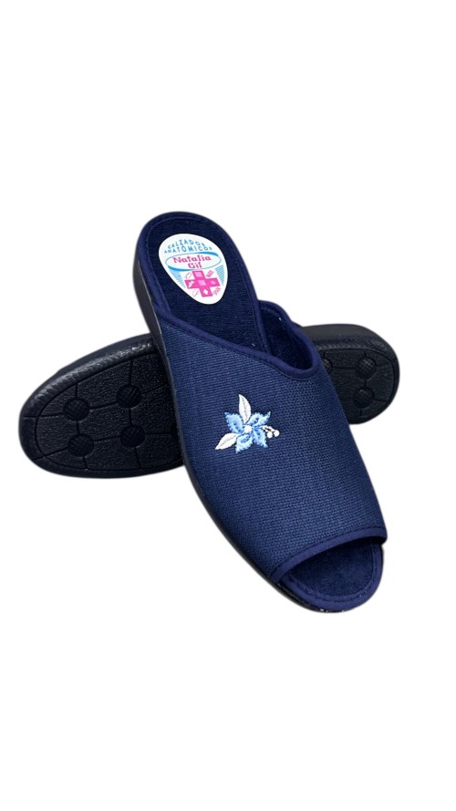 ZAPATILLA FLOR BORDADA MARINO