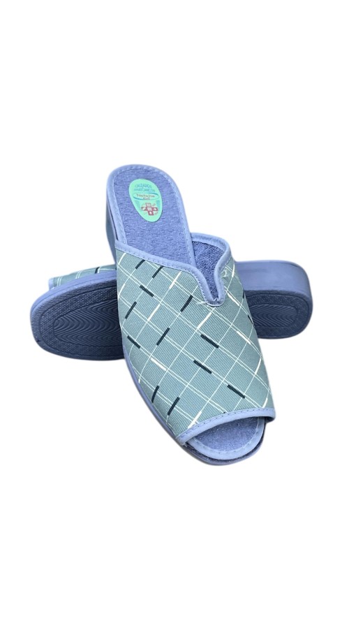 ZAPATILLA CUÑA PINTAS AZUL