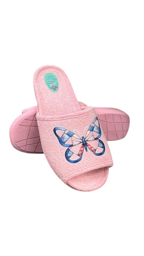 ZAPATILLA ABIERTA MARIPOSA ROSA