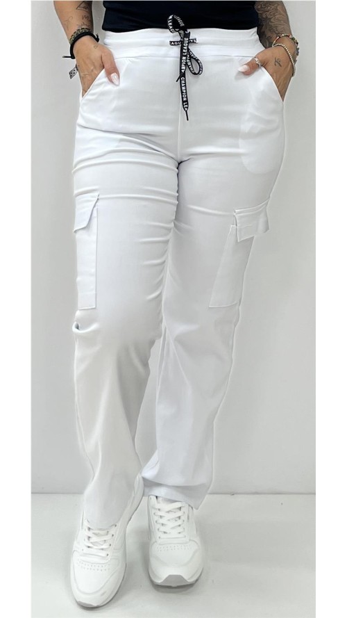 PANTALON SPORT CARGO BLANCO