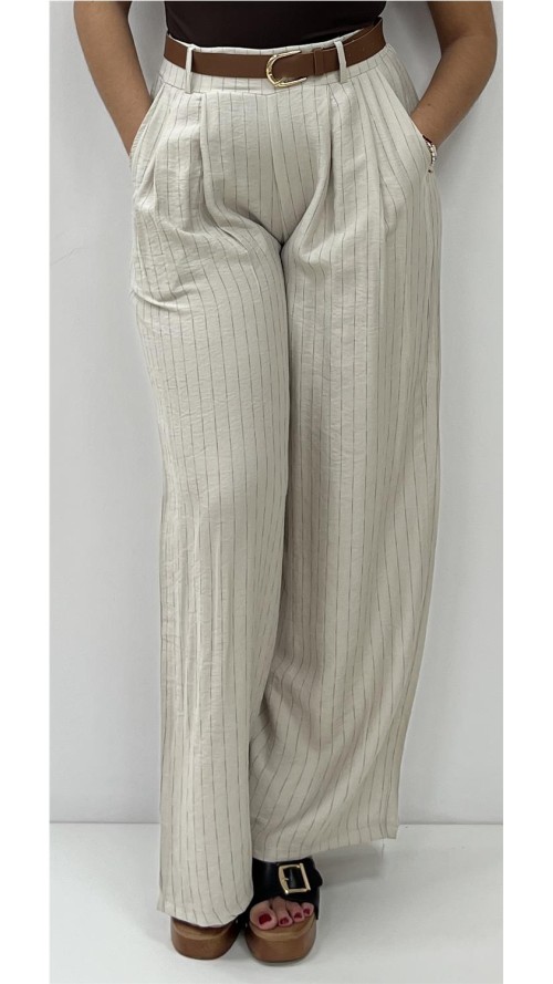 PANTALON CON CINTURON DIVA BEIG TOSTADO