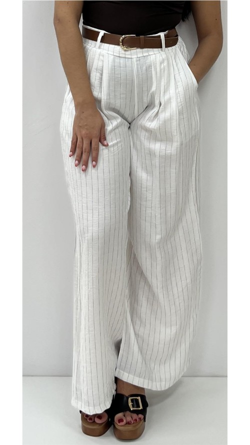 PANTALON CON CINTURON DIVA BLANCO ROTO