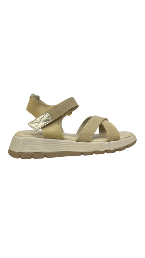 SANDALIA CRUZADA VELCRO BEIG