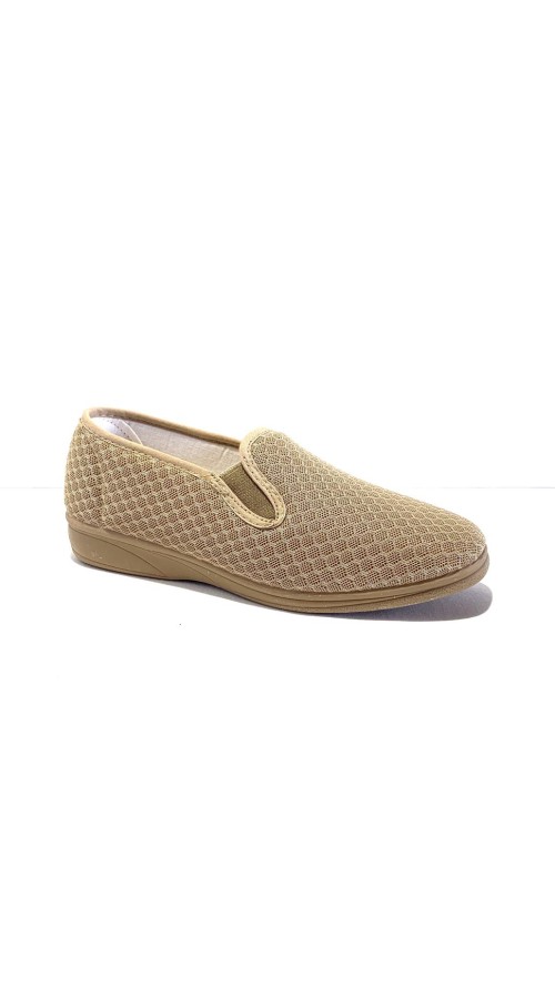 ZAPATILLA REJILLA DOBLE ELASTICO BEIG