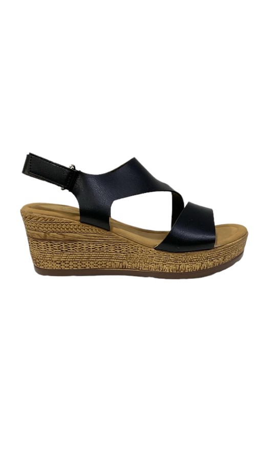 SANDALIA DE CUÑA TIPO MADERA NEGRO