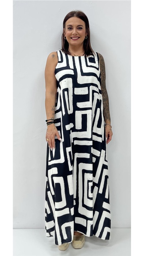 VESTIDO CHARI ESTAMPADO NEGRO