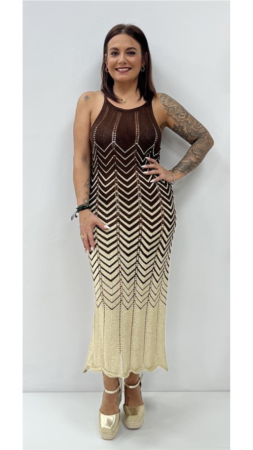 VESTIDO PUNTO ALEJANDRA MARRON