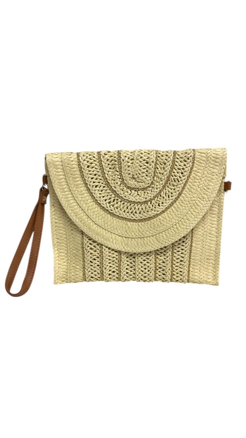 CARTERA RAFIA FILO TRENZADO BEIG