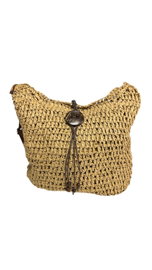 BOLSO RAFIA ADORNO MADERA CAMEL
