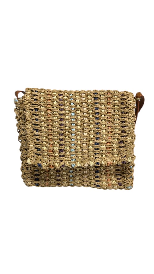 BOLSO RAFIA RECTANGULAR COMBI CAMEL
