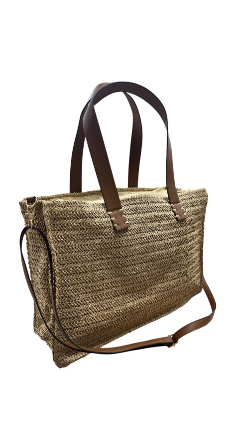 BOLSO RAFIA RECTANGULAR CAMEL