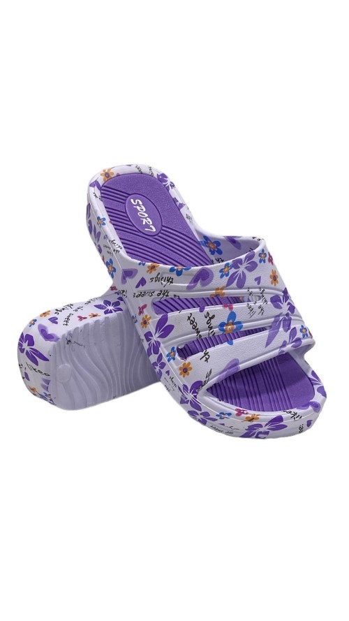 CHANCLA PALA TIRAS FLORAL MORADO