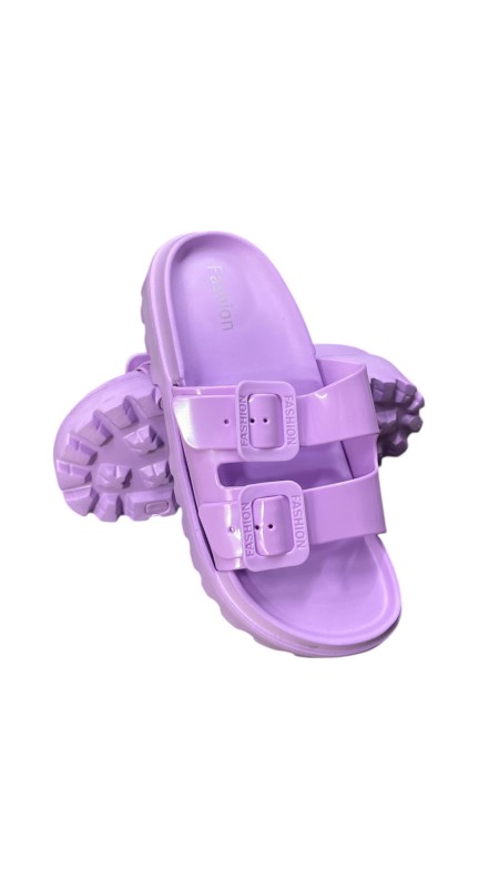 CHANCLA 2 HEBILLAS BRILLO MALVA